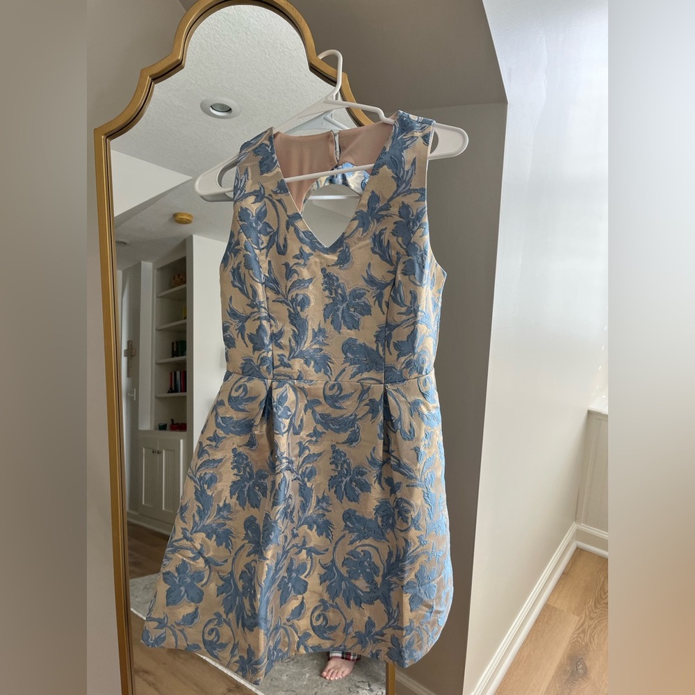 Floral Blue and Champagne Mini Dress